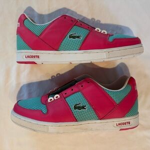 Lacoste Sneakers, Thrill Punch in Pink and Teal, Women’s Size 9, RARE Colors